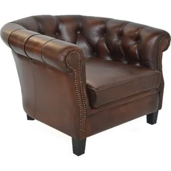 Křeslo Kožené křeslo DT63 Barva nohou: Brossé Grisé, Kůže: Dark Brown