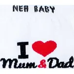 Bavlněné punčocháčky New Baby bílé I Love Mum and Dad, vel. 68 (4-6m)