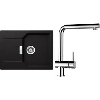 Granitový dřez Set Schock S16-11 (dřez Manhattan D-100S Nero + baterie Epos.120 Chrom)