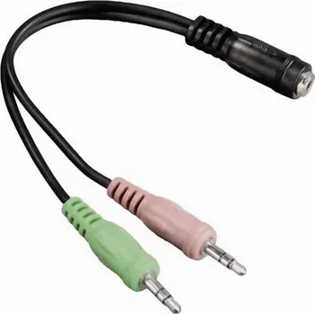 Audio kabel Hama 54572 jack audio kabel [2x jack zástrčka 3,5 mm - 1x jack zásuvka 3,5 mm] 10.00 cm černá