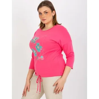 Dámská halenka Dámská halenka a žebrováním plus size TEENA růžová