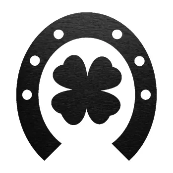 Samolepící dekorace SAMOLEPKA Koňská podkova 003 se čtyřlístkem (63 - škrábaný kov černý) NA AUTO, NÁLEPKA, FÓLIE, POLEP, TUNING, VLASTNÍ TEXT, TISK, AUTOSAMOLEPKY.cz, POLEPY, OBRÁZEK, LOGO, SAMOLEPKY