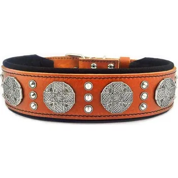 Obojek pro psa Obojek pro psa Bestia Collars Maximus hnědo stříbrný Velikost: S - šířka 5 cm