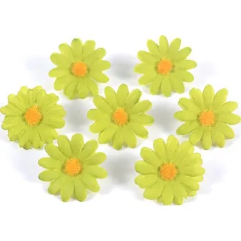 umělá květina Květ kopretina zelená, textilní dekorace, květina 4 cm