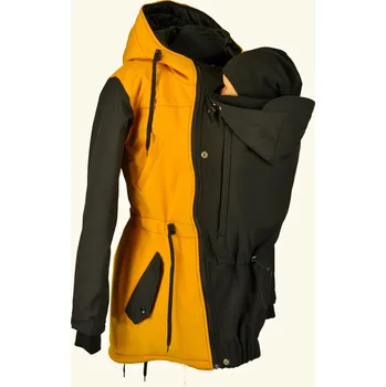 Šátek na nošení dítěte Shara Softshellová nosicí parka pro přední nošení S HLADÍCÍMI KAPSAMI - jaro/podzim Velikost: S, Vzor: med/černé rukávy