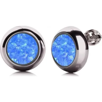 Náušnice Couple, Minimalistické náušnice Victoria, bílé zlato se syntetickým modrým opálem, 585-68-3-0639.1B00.0.00.163.05