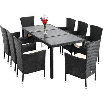 Zahradní sestava Polyratanový zahradní nábytek 17 dílů černý