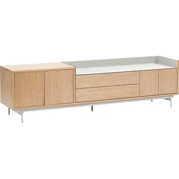 Televizní stolek Dubový TV stolek Teulat Valley 180 x 40 cm se světle šedým dekorem