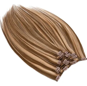 Příčesek Clip in vlasy 40cm Remy pravé lidské AAA - tmavý melír