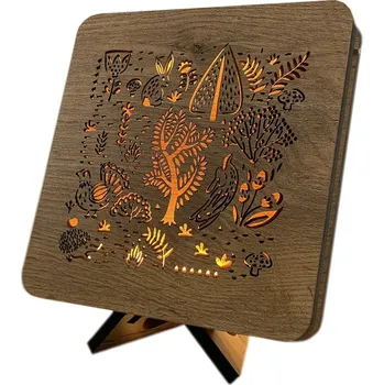 Lampička Li-Go "Les se zajícem" lampa 19x19cm provedení povrchu: dub