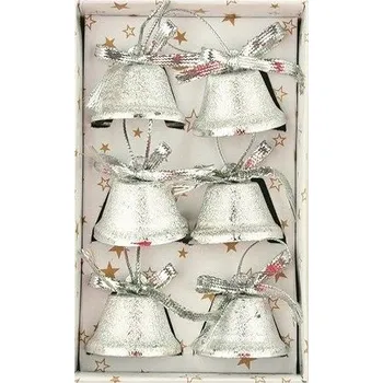 Vánoční dekorace Zvonky stříbrné 6 ks, 3 cm