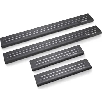 Tuning CRONI Kryty prahů 2 LINE BMW i3 I Hatchback 3 2013- Kryt: dvě linky, Barva: Satin černý&bílý