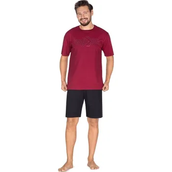 Pánské pyžamo Regina pyžamo pánské 435 - bordó, M (Pánské bavlněné pyžamo Regina)