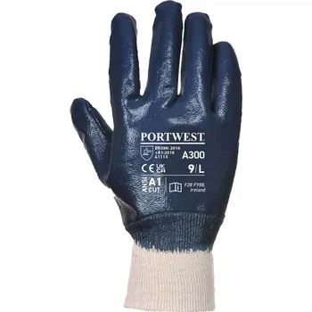 Pracovní rukavice PORTWEST Rukavice nitrilová s nápletem výprodej Velikost: XL, Barva: námořní modrá