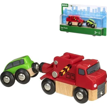 Vláček a vláčkodráha Brio DŘEVO Odtahová služba herní set kamion + osobní vozidlo 33528