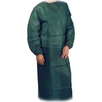 Jednorázový oděv Plášť návštěvnický s gumičkou na rukávech XL/XXL, zelený, tenčí, 10 ks