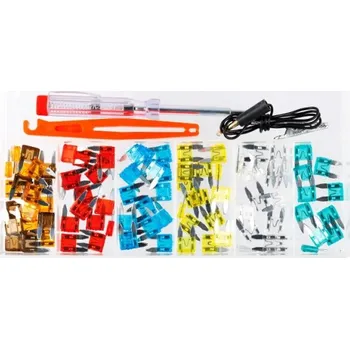 Autopojistky Pojistky mini nožové sada 92ks 5-30 Amp + zkoušečka + pinzeta