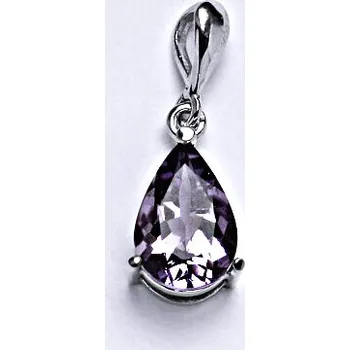 Přívěsek Zlatý přívěsek slza , přírodní kámen ametyst světlý , bílé i žluté zlato - P 1360/22 (ametyst 12x8 mm)