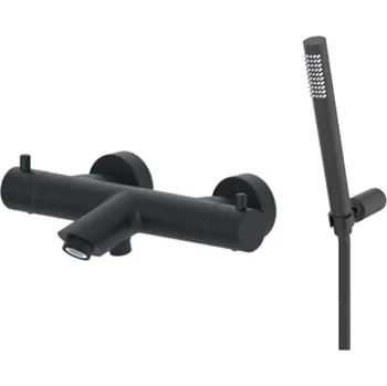 Vodovodní baterie Vanová baterie Paffoni Light se sprchovým setem 150 mm černý mat LIQ023NO