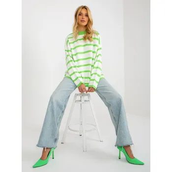 Dámský svetr Pruhovaný svetr Rue Paris se světle zelenou EU velikost: Univerzální