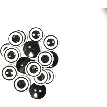 Knoflík GU188, Plastový knoflík, černý s bílými kolečky, 13 mm / 1 kus