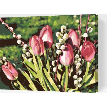 Malování podle čísel - Tulipány Velikost: 30x40cm, Rámování: Pouze srolované plátno
