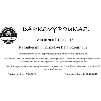 Dárkový potravinový koš Dárkový poukaz v hodnotě 10 000 Kč