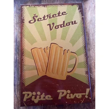 Plechová cedule Plechová retro cedule Šetři vodou