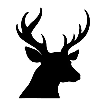 Samolepící dekorace SAMOLEPKA Jelen 009 pravá silueta s parožím (01 - černá) NA AUTO, NÁLEPKA, FÓLIE, POLEP, TUNING, VLASTNÍ TEXT, TISK, AUTOSAMOLEPKY.cz, POLEPY, OBRÁZEK, LOGO, SAMOLEPKY