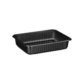 Černý, 1 - komorový box, vhodný k zatavení, 227x178x50 mm, 320 ks, žebrovaný