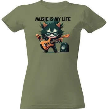 Dámské tričko Tričko s potiskem MUSIC IS MYLIFE dámské