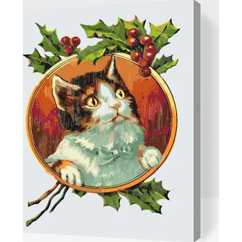 Malování podle čísel - Kočka pod vinnou révou Velikost: 30x40cm, Rámování: Pouze srolované plátno