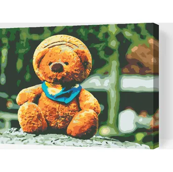 Malování podle čísel - Méďa v klobouku Velikost: 30x40cm, Rámování: Pouze srolované plátno