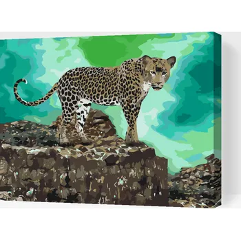 Malování podle čísel - Leopard číhá na kořist Velikost: 30x40cm, Rámování: Pouze srolované plátno