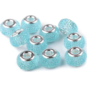 Plastové korálky s velkým průvlekem / plavkové 9x14 mm tyrkysová