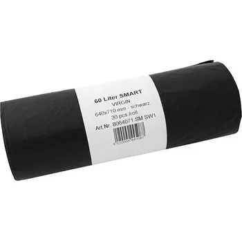 Pytle na odpadky pytle na odpadky 60 l černé 30 ks / 64 x 71 cm HDPE 14 my