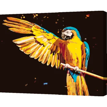 Malování podle čísel - Papoušek Ara modrožlutý Velikost: 30x40cm, Rámování: Pouze srolované plátno