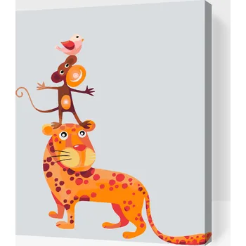 Malování podle čísel - Zvířecí pyramida 2 Velikost: 30x40cm, Rámování: Pouze srolované plátno