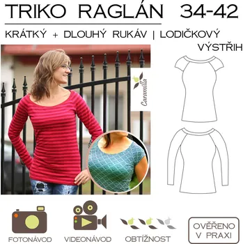 Nit Tištěný střih triko raglán lodička