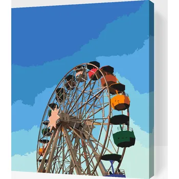 Malování podle čísel - Tibidabo zábavní park, Barcelona Velikost: 30x40cm, Rámování: Pouze srolované plátno