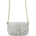 Malá šedá kožená crossbody kabelka s řetízkem