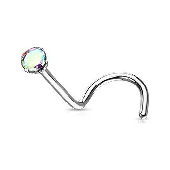 Piercing Šperky4U Zahnutý piercing do nosu - titan, kamínek 2 mm - TIT1063AB-020