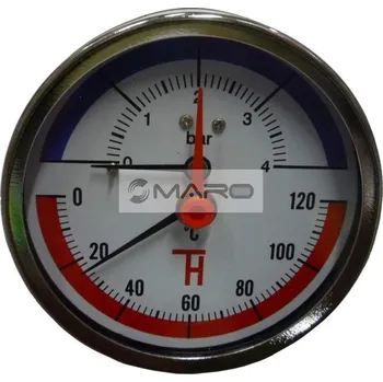 Thermis Termomanometr zadní 3082 ø 80 mm, 1/2", 0-120°C/0-4 bar, TERM 3082