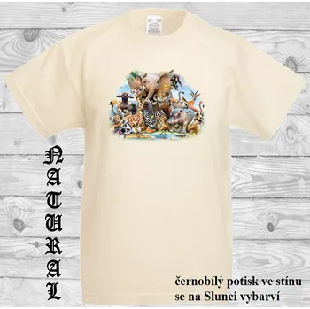 Dívčí tričko detske-tricko_uv_potisk_africka_zviratka Barva: Natural - přírodní, velikost: 164