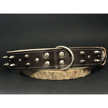 Obojek pro psa Palkar obojek z kůže hlazenice pro psy zdobený hroty 80 cm x 40 mm hnědý (Palkar obojek z kůže hlazenice pro psy zdobený hroty 80 cm x 40 mm hnědý)