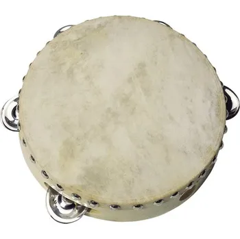 Hudební nástroj pro děti Hudba - Tamburína, Pravá kůžě - 5 rolniček, 20cm (Goki)