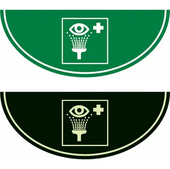 Kancelář Podlahová značka výseč – Výplach očí, zelená/fotoluminiscenční