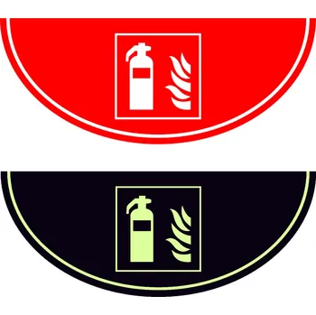 Kancelář Podlahová značka výseč – Hasicí přístroj, červená/fotoluminiscenční