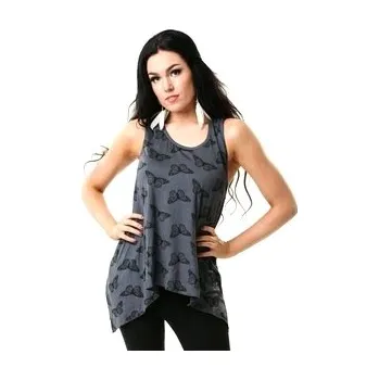 Gotický top dámský šedý s motýlky