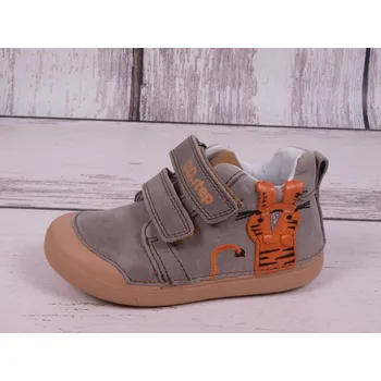 Dívčí polobotky D.D.step Celoroční boty obuv D.D. step kožené S066-317B šedobéžové s tygrem velikost: 23